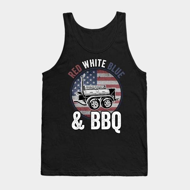 Funny Grilling Dad BBQ 4th Of July USA American Flag Tank Top by Visual Vibes